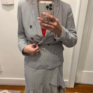 Banana Republic seersucker skirt blazer suit sz 8